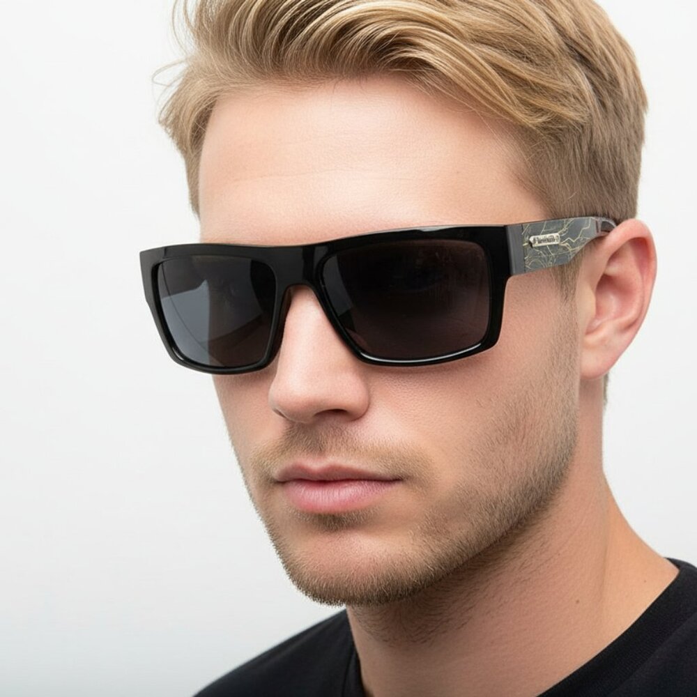 NEW Mens BioHazard Electric Biker Style Iconic Sunglasses Black Yellow NWT